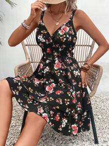 SHEIN VCAY Floral Print Cami Dress - Multicolor - View 3