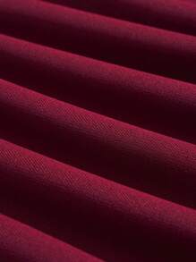 SHEIN EZwear Bản đồ Thân nhiệt In Thả vai Áo nỉ - Màu Đỏ Sâu - Xem 6