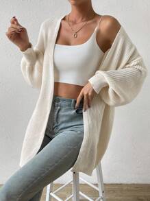 SHEIN LUNE Women's Casual Loose Fit Knit Cardigan, Versatile Western Style, Suitable For Holidays And Vacations - Beige - View 1