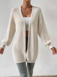 SHEIN LUNE Women's Casual Loose Fit Knit Cardigan, Versatile Western Style, Suitable For Holidays And Vacations - Beige - View 4