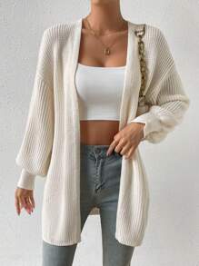 SHEIN LUNE Women's Casual Loose Fit Knit Cardigan, Versatile Western Style, Suitable For Holidays And Vacations - Beige - View 5