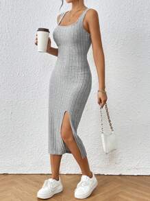 SHEIN Frenchy 高衩背心洋裝 - 灰色 - 查看 1