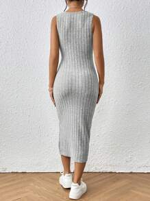 SHEIN Frenchy 高衩背心洋裝 - 灰色 - 查看 2