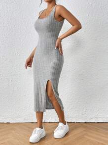 SHEIN Frenchy 高衩背心洋裝 - 灰色 - 查看 6