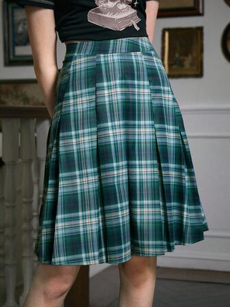 Academia تنورة ذو تجاعيد مربعات ملونة