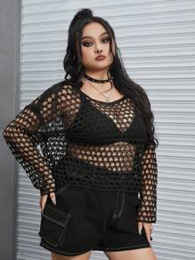 ROMWE Grunge Punk Hơn Xu hướng: Cắt giảm Thả vai Áo len - màu đen - Xem 5