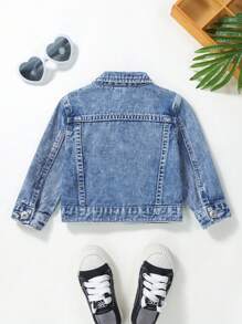 Đứa bé gái Túi có nắp Áo khoác denim Without Tee - Rửa trung bình - Xem 2