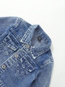 Đứa bé gái Túi có nắp Áo khoác denim Without Tee - Rửa trung bình - Xem 3