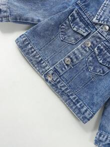 Đứa bé gái Túi có nắp Áo khoác denim Without Tee - Rửa trung bình - Xem 4