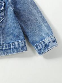 Đứa bé gái Túi có nắp Áo khoác denim Without Tee - Rửa trung bình - Xem 5