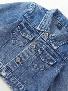 Đứa bé gái Túi có nắp Áo khoác denim Without Tee - Rửa trung bình - Xem 6