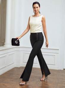 MOTF PREMIUM Pha lê Cắt tỉa Áo sơ mi - Màu be - Xem 6