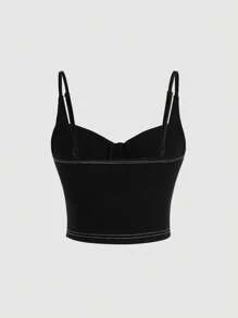 SHEIN MOD Top de tirantes bustier unicolor - Negro - Ver 2