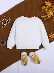 SHEIN Baby Boy Letter Graphic Sweatshirt - White - View 2