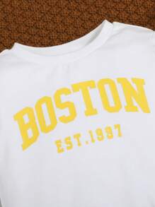 SHEIN Baby Boy Letter Graphic Sweatshirt - White - View 3