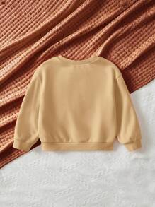 SHEIN Baby Girl Letter & Figure Graphic Sweatshirt - Khaki - View 2