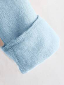 SHEIN 小男孩落肩圆领长袖休闲厚款设计，适合冬季日常穿着 - 淺藍色 - 查看 3