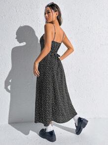 SHEIN EZwear Ditsy Floral Print Cami Dress - Black and White - View 2