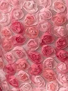 SHEIN WYWH Stereo Floral Puff Sleeve Crop Blouse - Pink - View 7