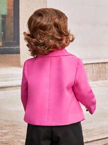 SHEIN 女嬰雙排釦翻蓋細節外套 - 玫紅色 - 查看 2