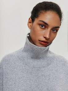 High Neck Drop Shoulder Jumper - Grey - View 3