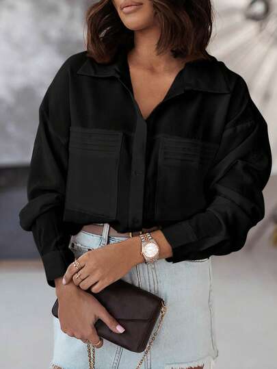 DOKOTOO Solid Button Front Shirt