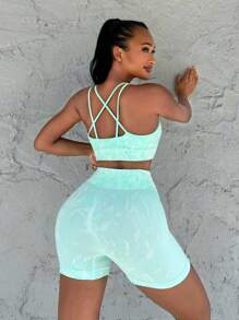 滿版印花運動型胸罩&騎行褲