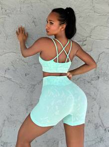 滿版印花運動型胸罩&騎行褲