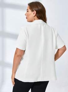 SHEIN Clasi Plus Shawl Collar Single Button Blazer - White - View 2