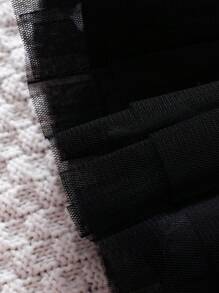 Baby Girl Polka Dot Print Puff Sleeve Blouse & Mesh Overlay Skirt & Headband - Multicolor - View 7