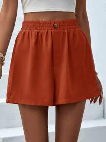 SHEIN VCAY High Waist Wide Leg Shorts - Orange - View 3