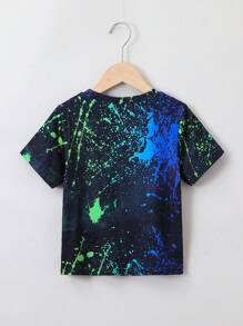 SHEIN Young Boy Splash Ink & Letter Graphic Tee - Black - View 2