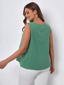 SHEIN VCAY Hơn Chấm Swiss Cắt vỏ sò Áo sơ mi - màu xanh lá - Xem 2