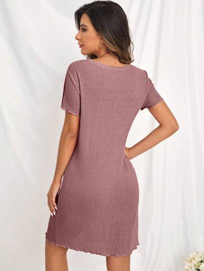 Waffle Knit Button Front Lounge Dress view 2