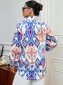 SHEIN Clasi In Toàn bộ Nút phía trước Áo sơ mi - Nhiều màu - Xem 2