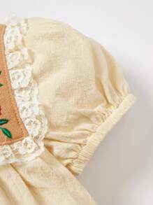 Cozy Pixies Baby Floral Print Square Neck Puff Sleeve Top & Shorts - Multicolor - View 6