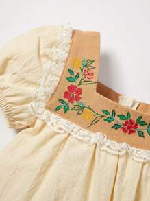 Cozy Pixies Baby Floral Print Square Neck Puff Sleeve Top & Shorts - Multicolor - View 7