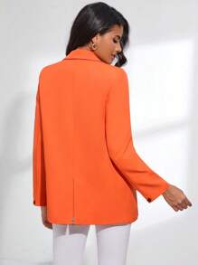 SHEIN BIZwear Double Breasted Lapel Neck Blazer - Orange - View 2