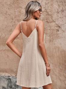 SHEIN LUNE Vestido de tirantes unicolor - Albaricoque - Ver 2