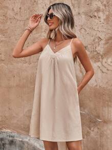 SHEIN LUNE Vestido de tirantes unicolor - Albaricoque - Ver 5