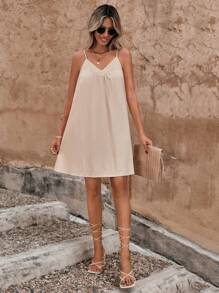 SHEIN LUNE Vestido de tirantes unicolor - Albaricoque - Ver 6