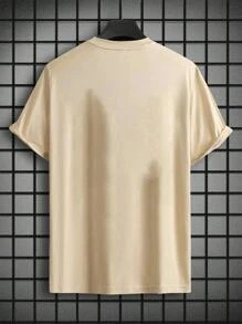 Manfinity Männer Große Größen T-Shirt mit Buchstaben Grafik, - Khaki - Übersicht 2