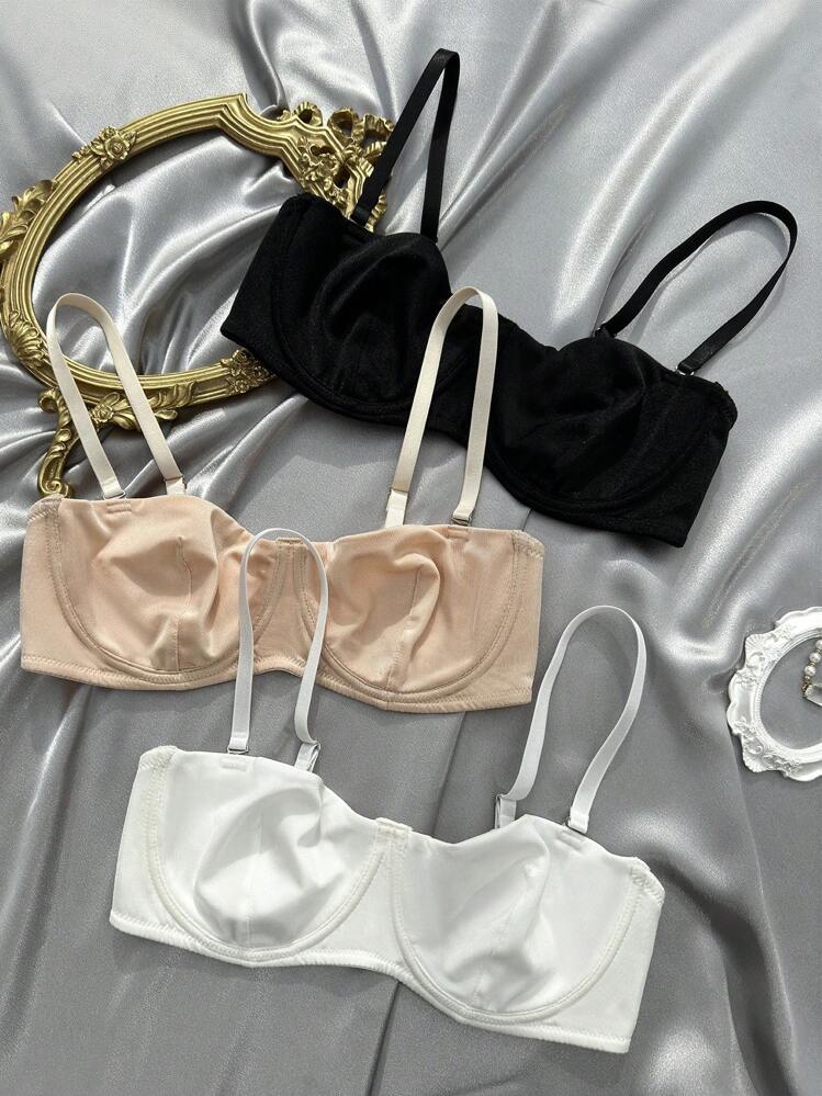 Women's Knitted Plain Bralette Casual Backless Multi-Color Bra Sexy Underwear Set - Multicolor - View 2