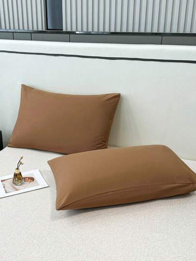 2 件/套纯色超柔软细纤维枕套/标准尺寸枕套 - 防过敏枕套 - 口袋枕 - 抗皱、防褪色、防污，适用于卧室/客厅/宿舍（男孩女孩宿舍床上用品）