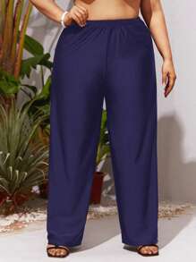 Talla grande Bottom de bikini unicolor - Azul Marino - Ver 3