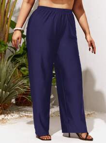 Talla grande Bottom de bikini unicolor - Azul Marino - Ver 4