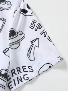 ROMWE MEN Street Life Men Alien & Letter Graphic Shirt Without Tee