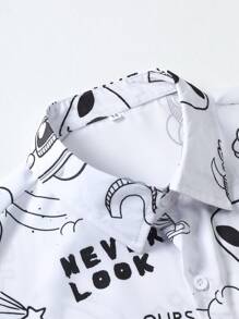 ROMWE MEN Street Life Men Alien & Letter Graphic Shirt Without Tee