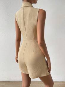 SHEIN Privé Cổ áo Đôi ngực Romper - Màu Khaki - Xem 2