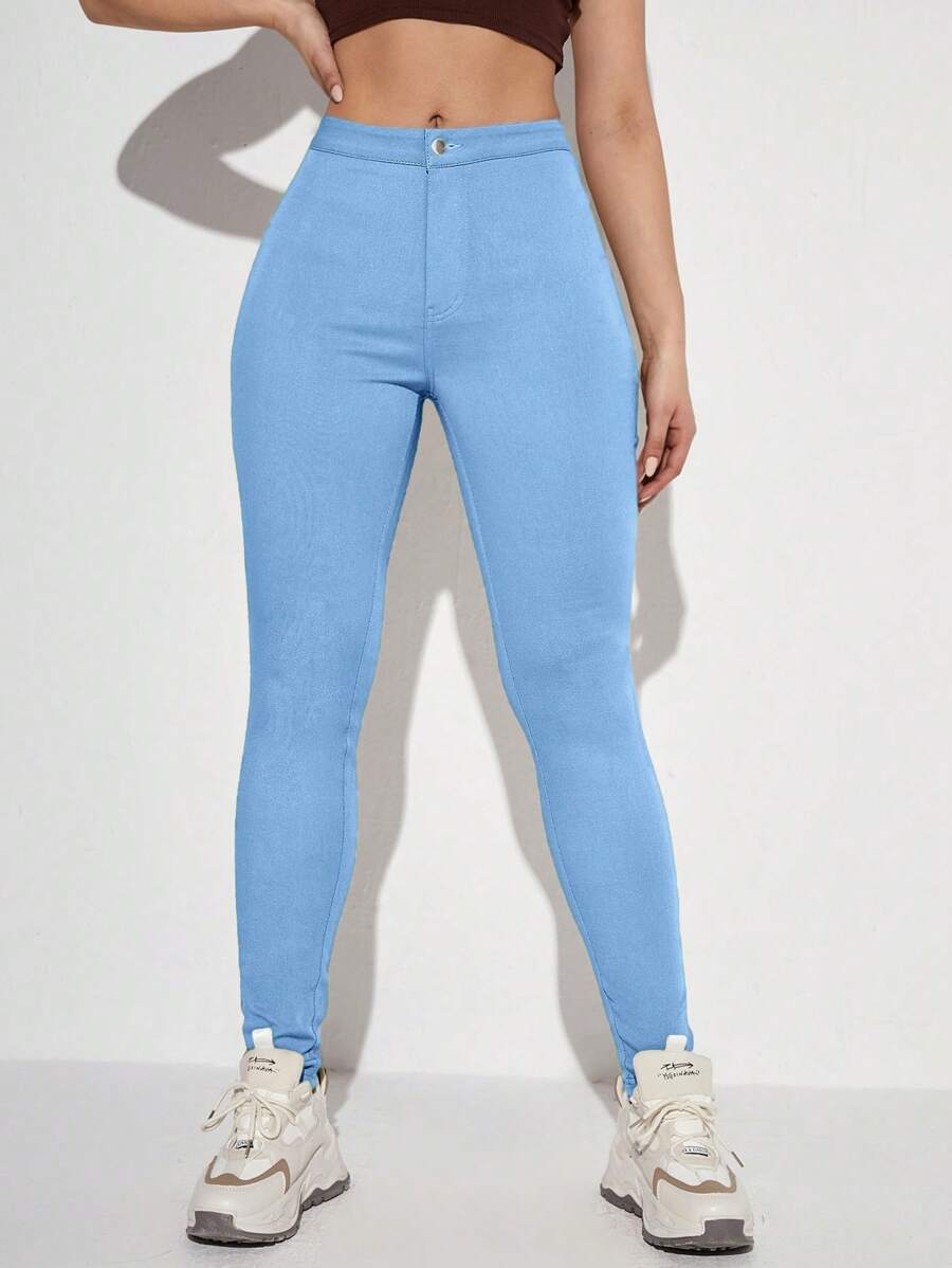 Quần âu màu trơn vừa vặn thời trang dành cho nữ - Màu xanh lam - Xem 1